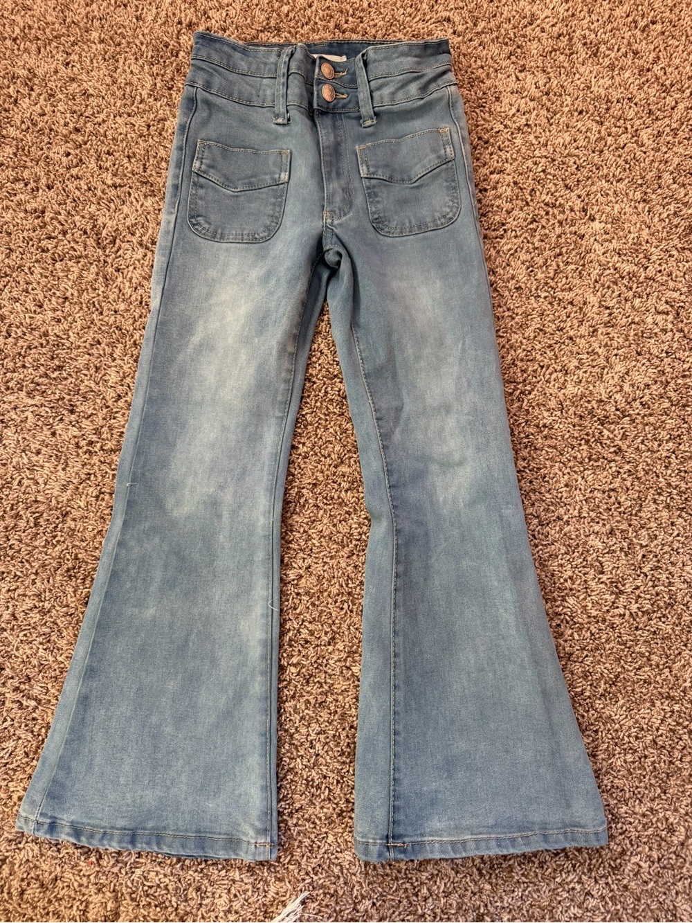 Girls High-Rise Light Blue Flared Jeans